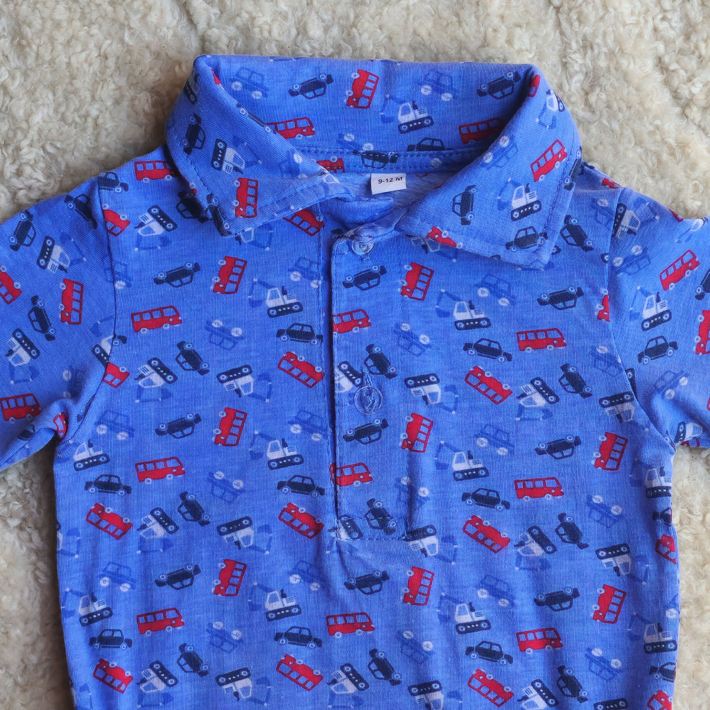 Blue Car Print Cotton Co-ord Set (2-Piece)