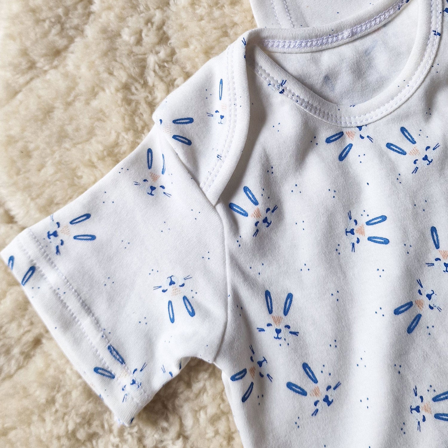 2-Pack Soft Cotton Baby Bodysuits — Bunny Print Set