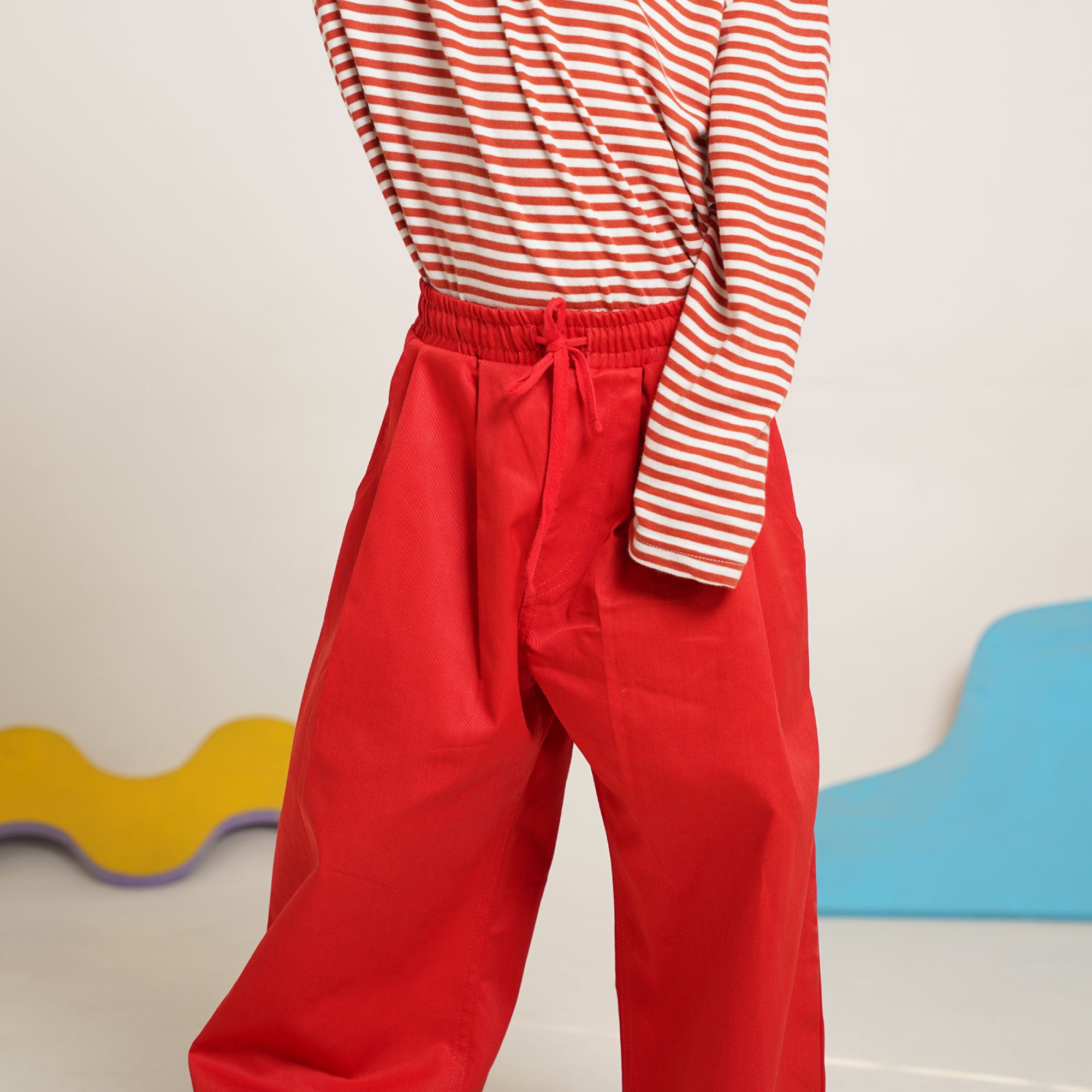 Burgundy Striped Co-Ord Set – Polo Shirt & Wide-Leg Trouser