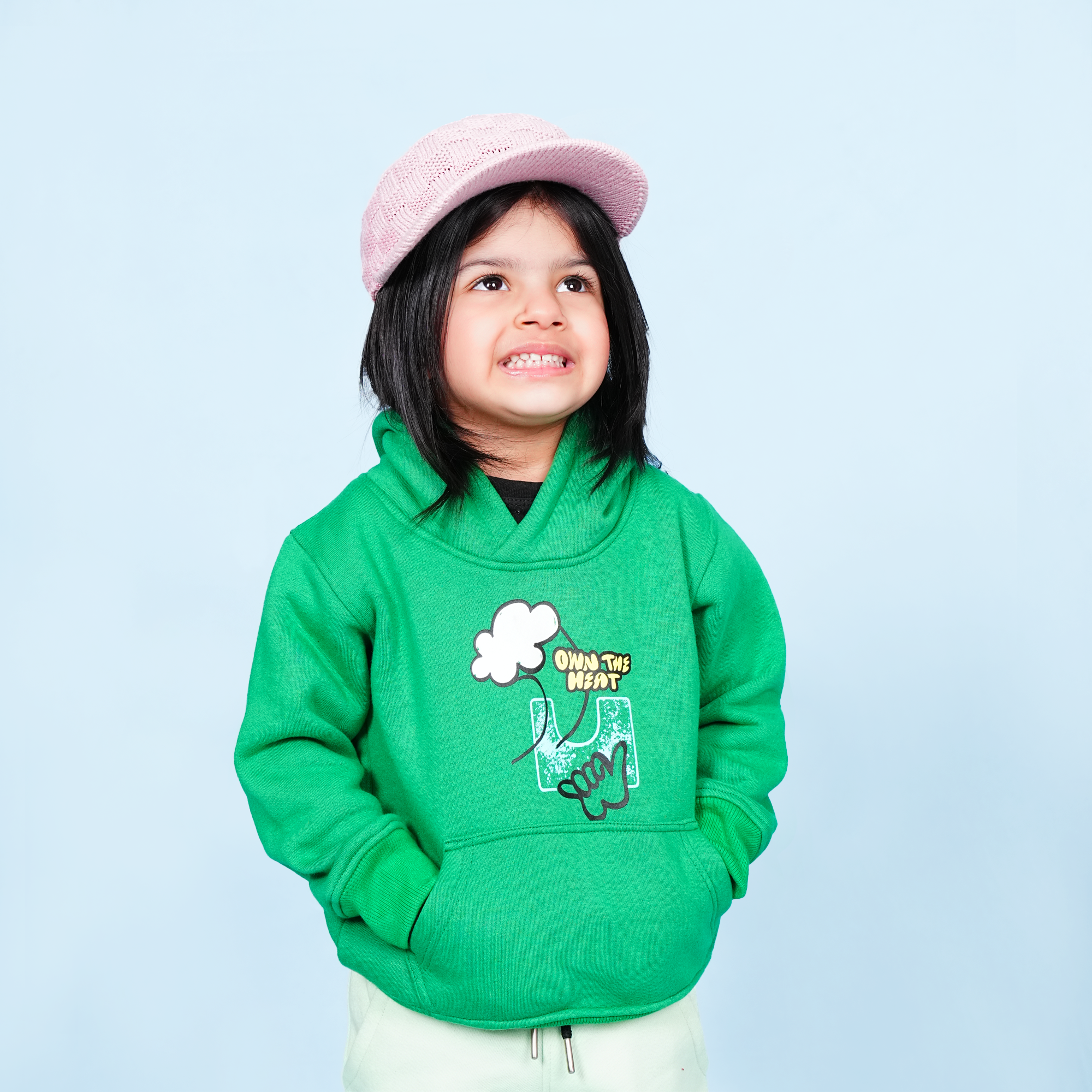 Own The Heart Green Hoodie Fleece Set