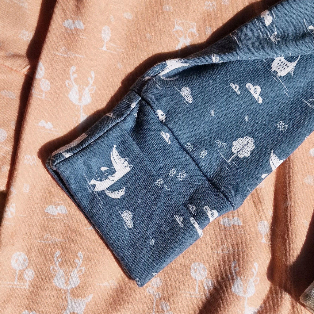 Soft Cotton Baby Romper — Slate blue Forest