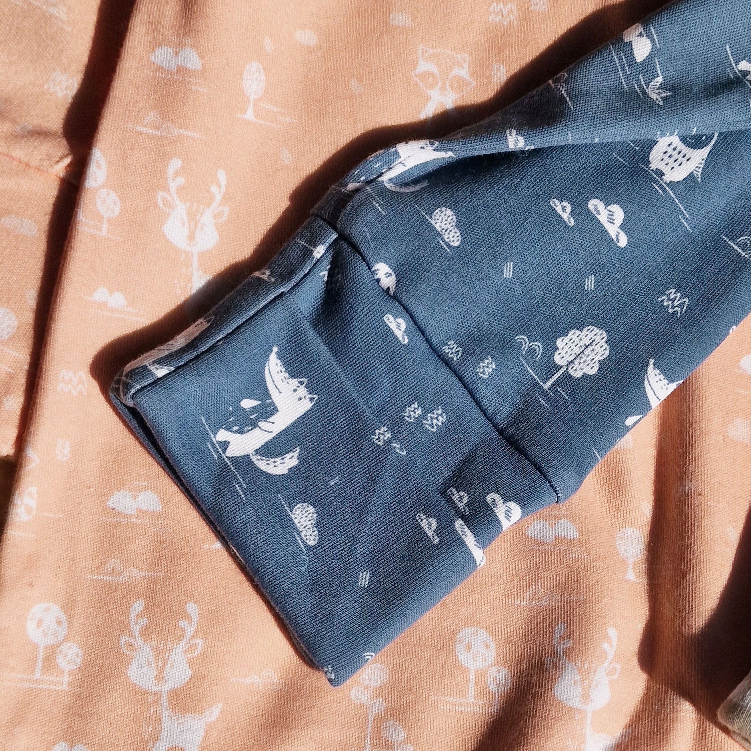Soft Cotton Baby Romper — Slate blue Forest