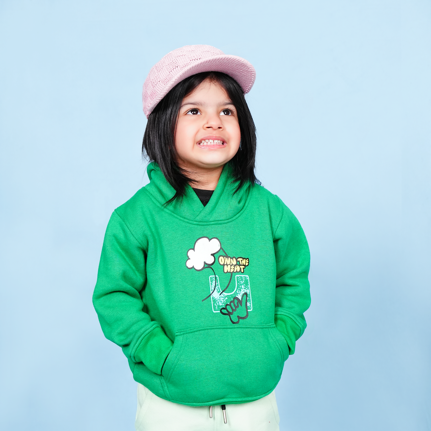 Own The Heart Green Hoodie Fleece Set
