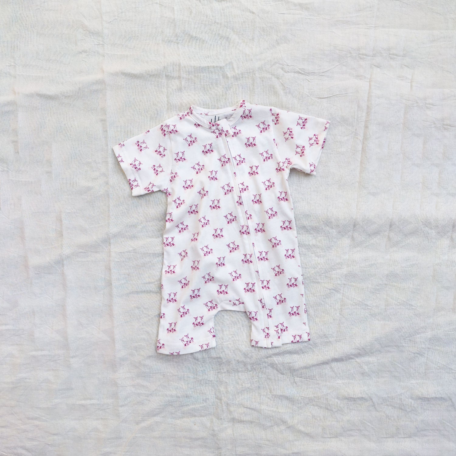 Deer Cotton Zip Half Romper