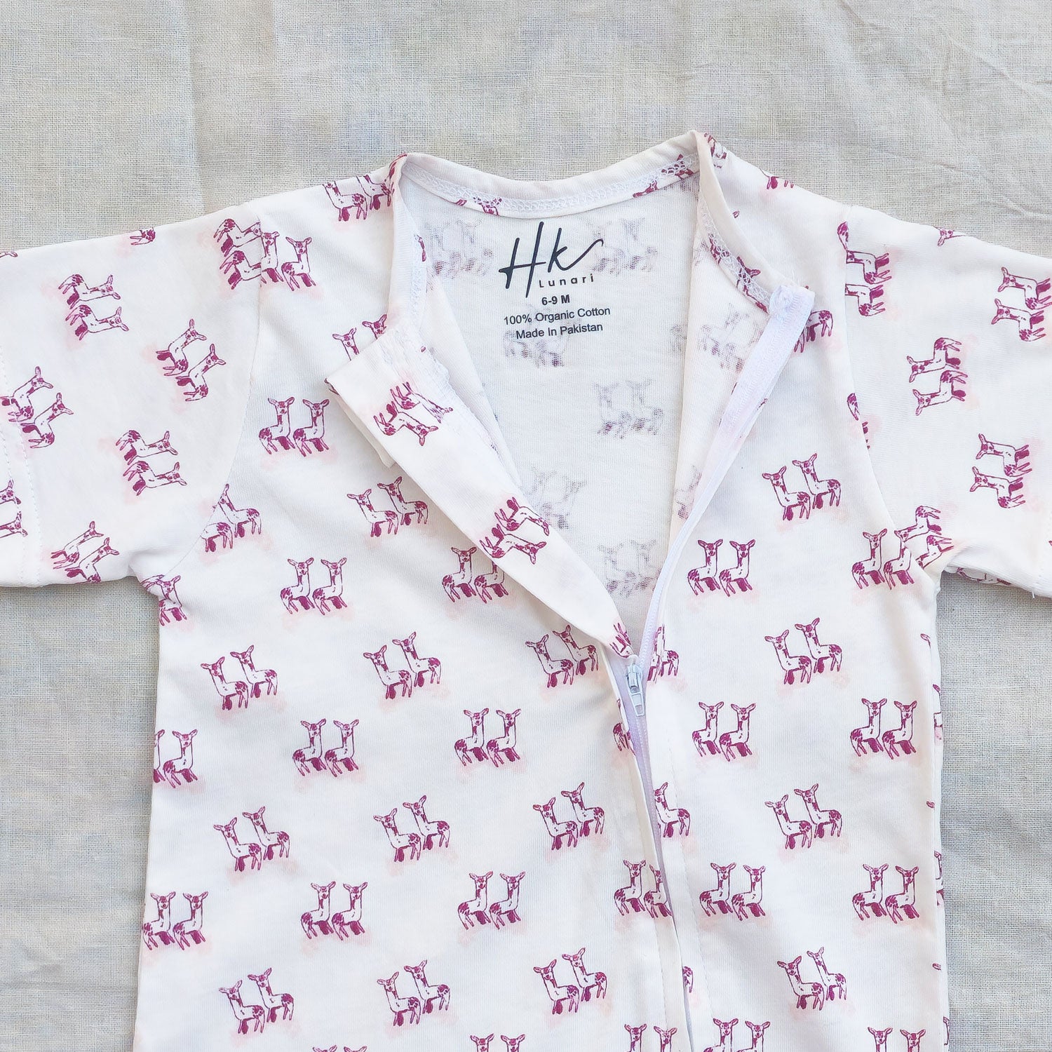Deer Cotton Zip Half Romper