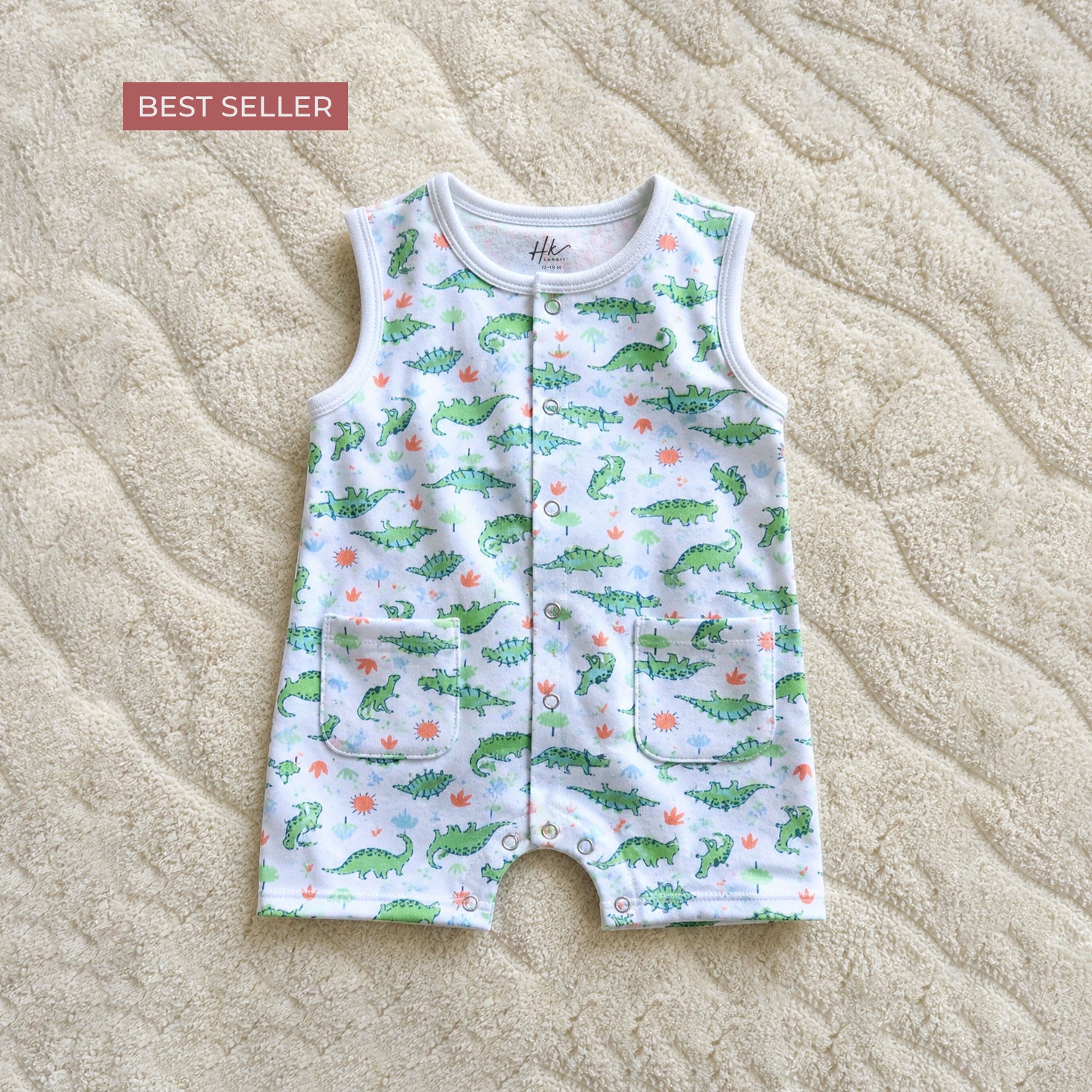 Dino Sleeveless Romper - Cotton