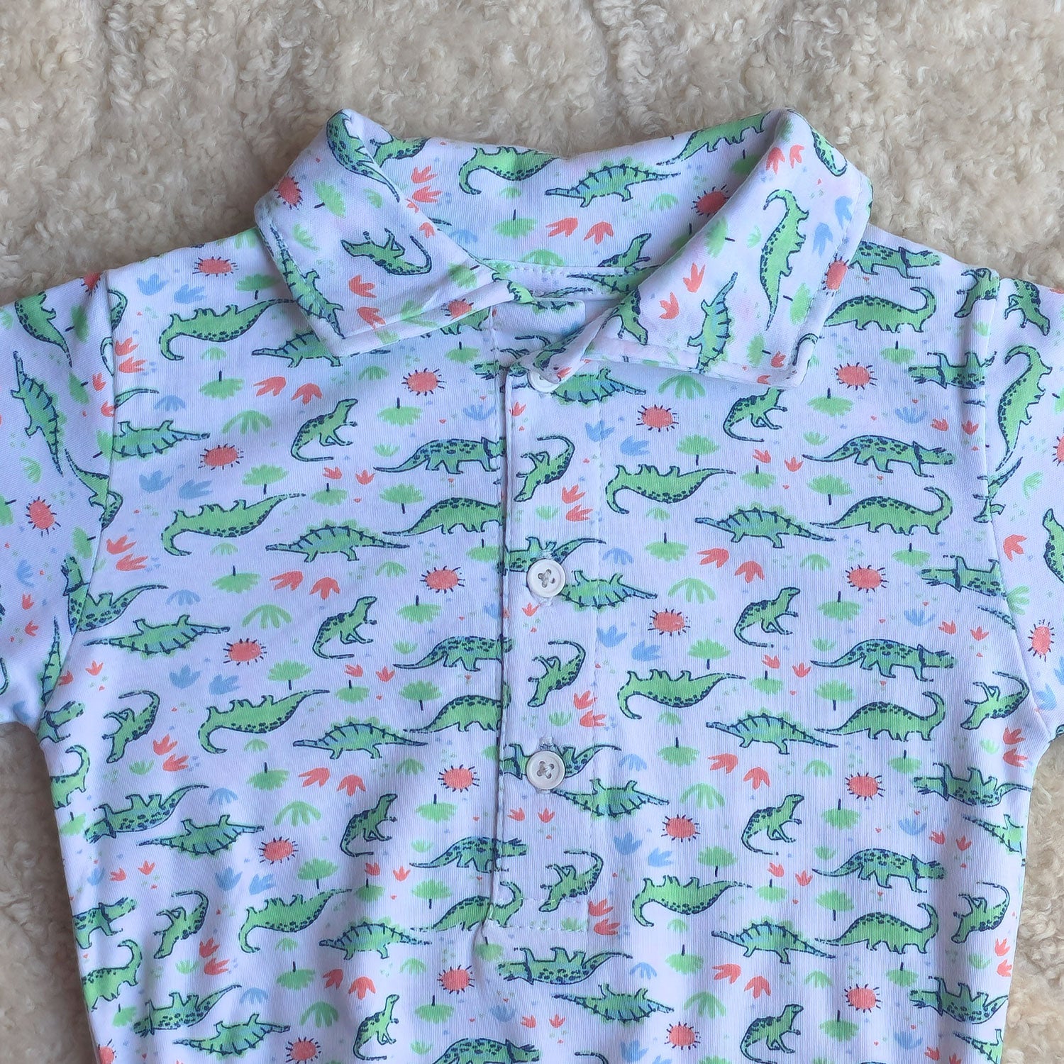 Dino Print Cotton Co-ord Set (2-Piece)