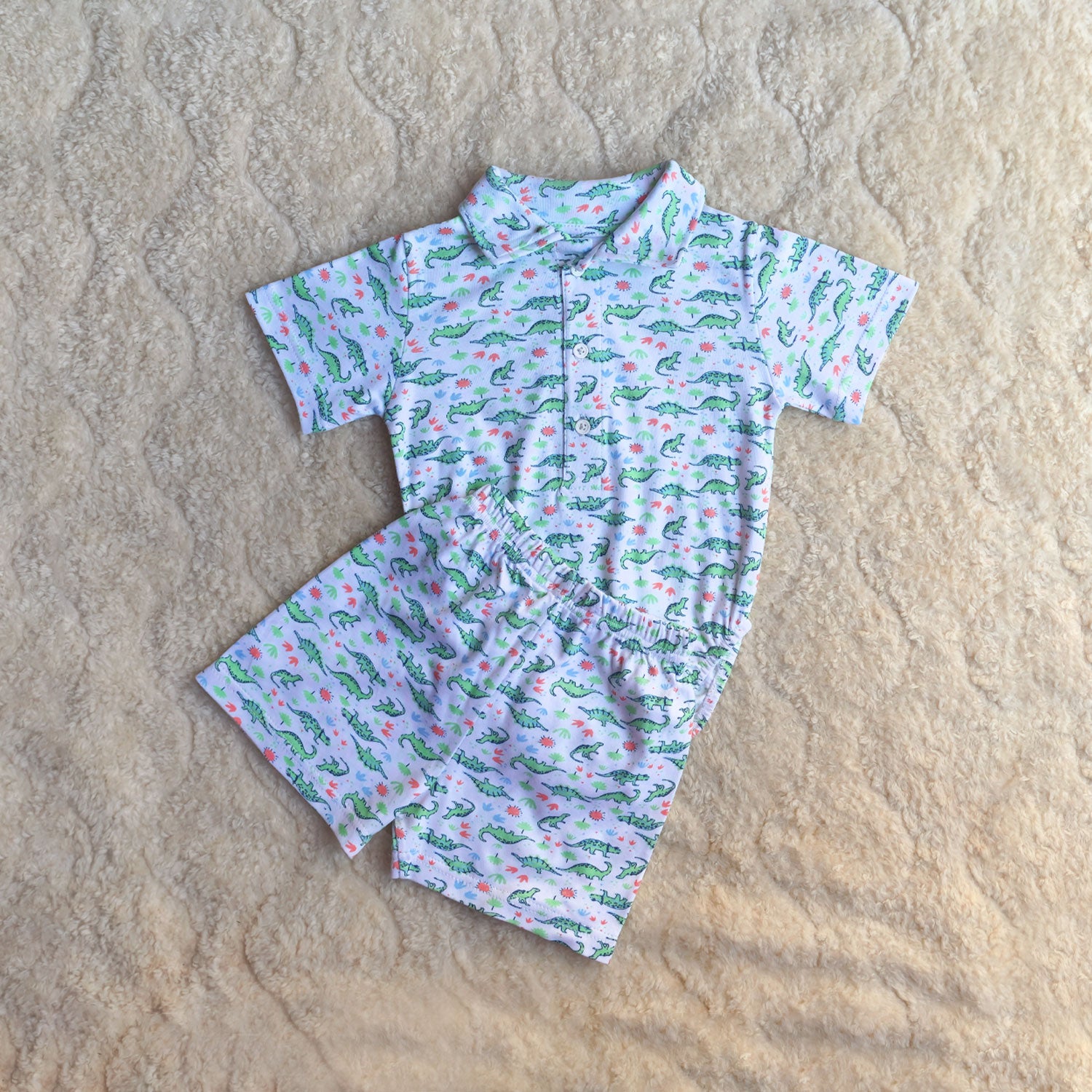 Dino Print Cotton Co-ord Set (2-Piece)