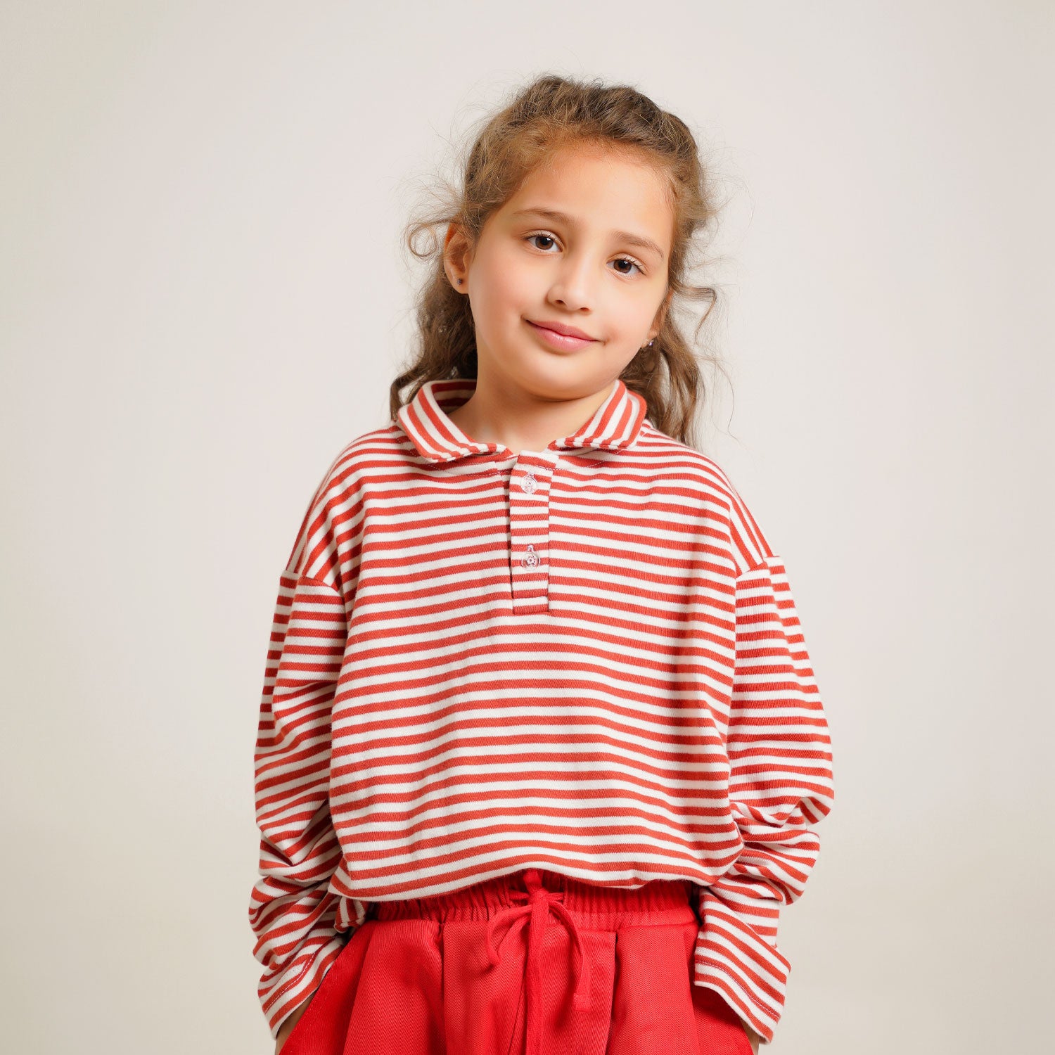 Burgundy Stripe Polo Shirt – Cotton