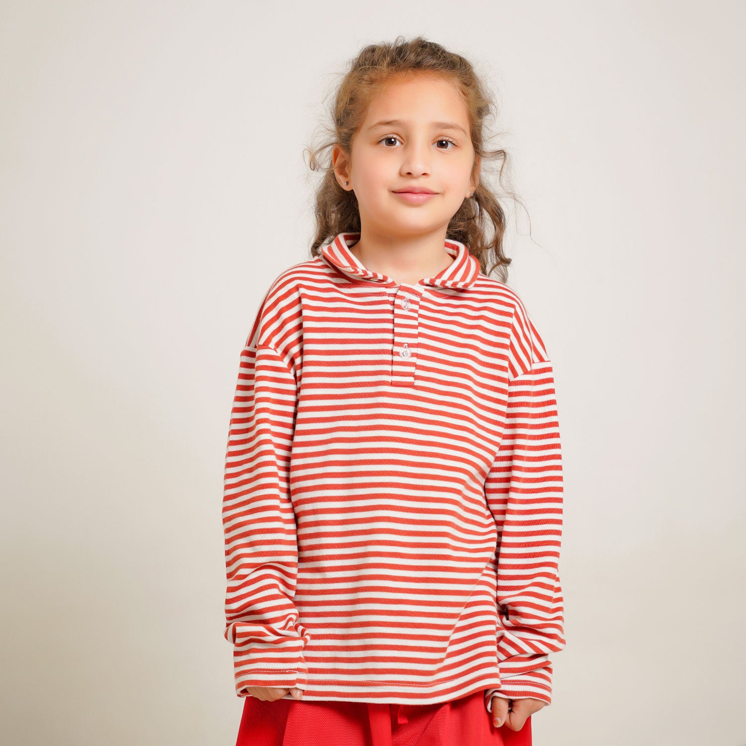 Burgundy Stripe Polo Shirt – Cotton