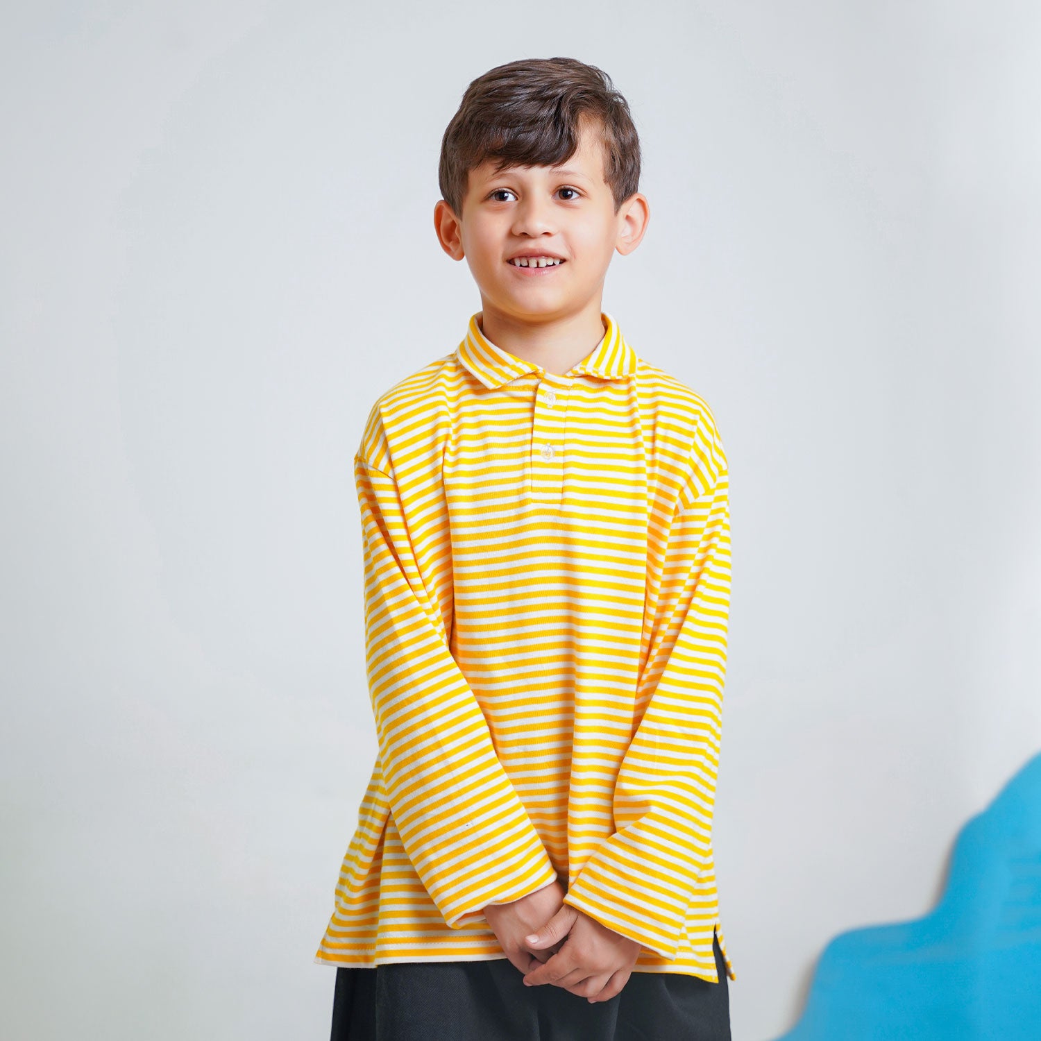 Yellow Stripe Polo Shirt – Cotton
