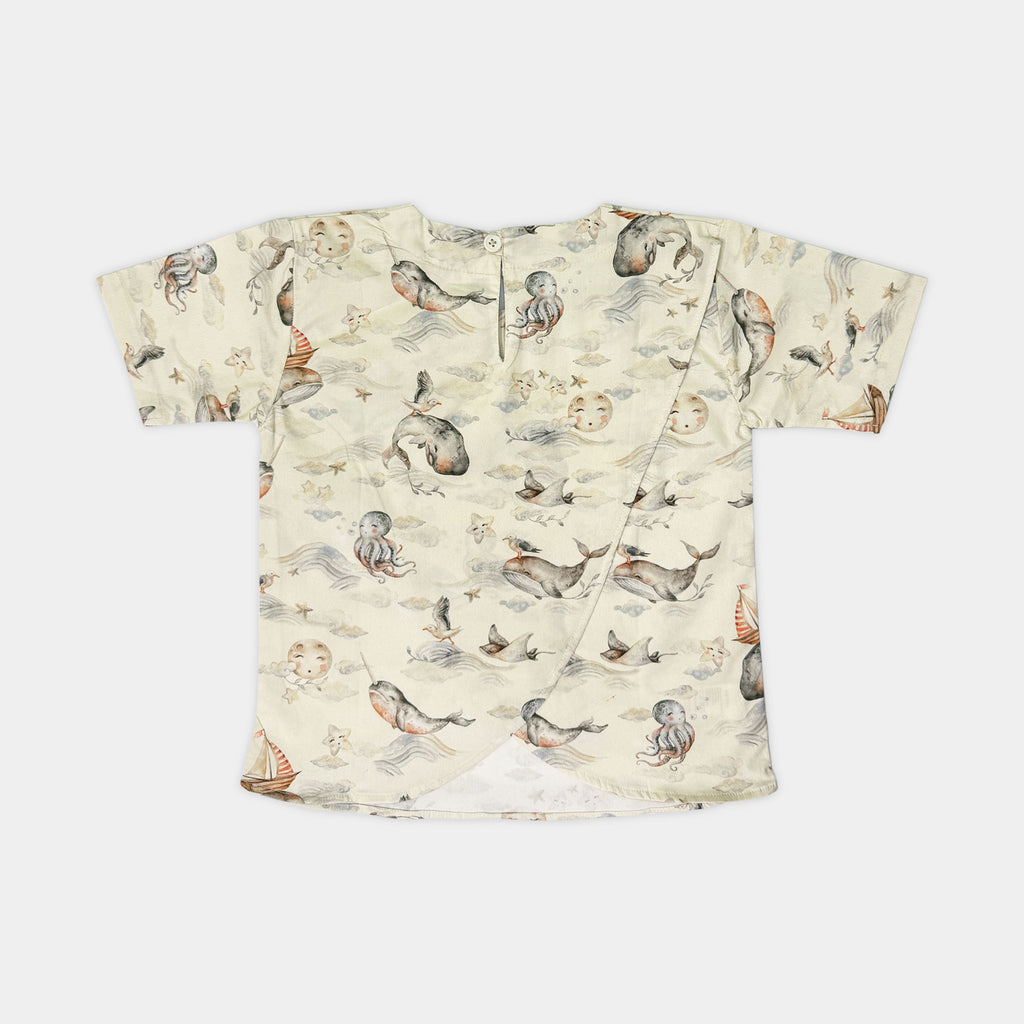 Ocean Dream Overlap Top with Balloon Trouser
