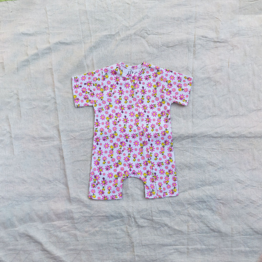 Blossom Bee  Cotton Zip Half Romper