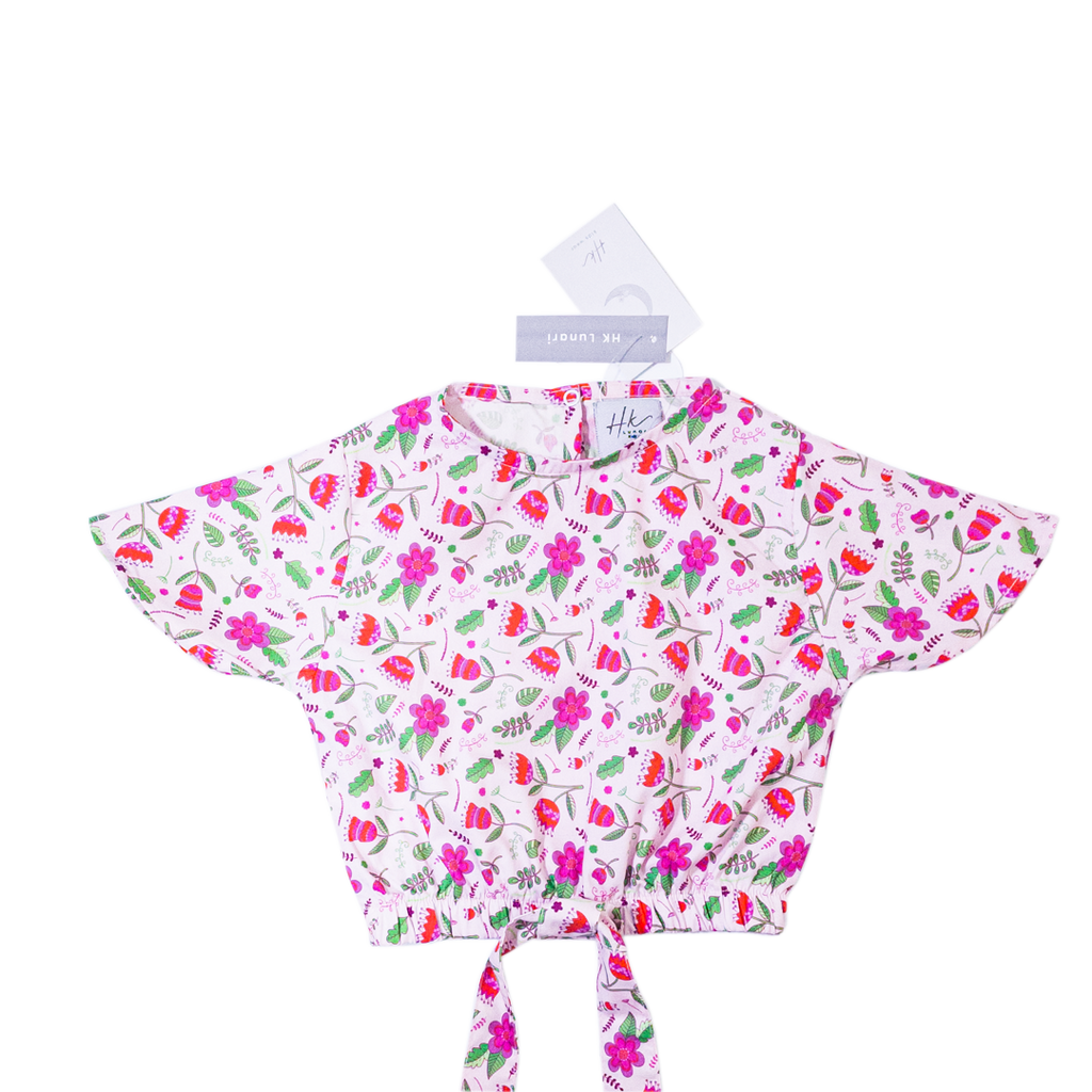 Pink Petal Summer Co-ord Set – Girls Cotton Top & Trouser