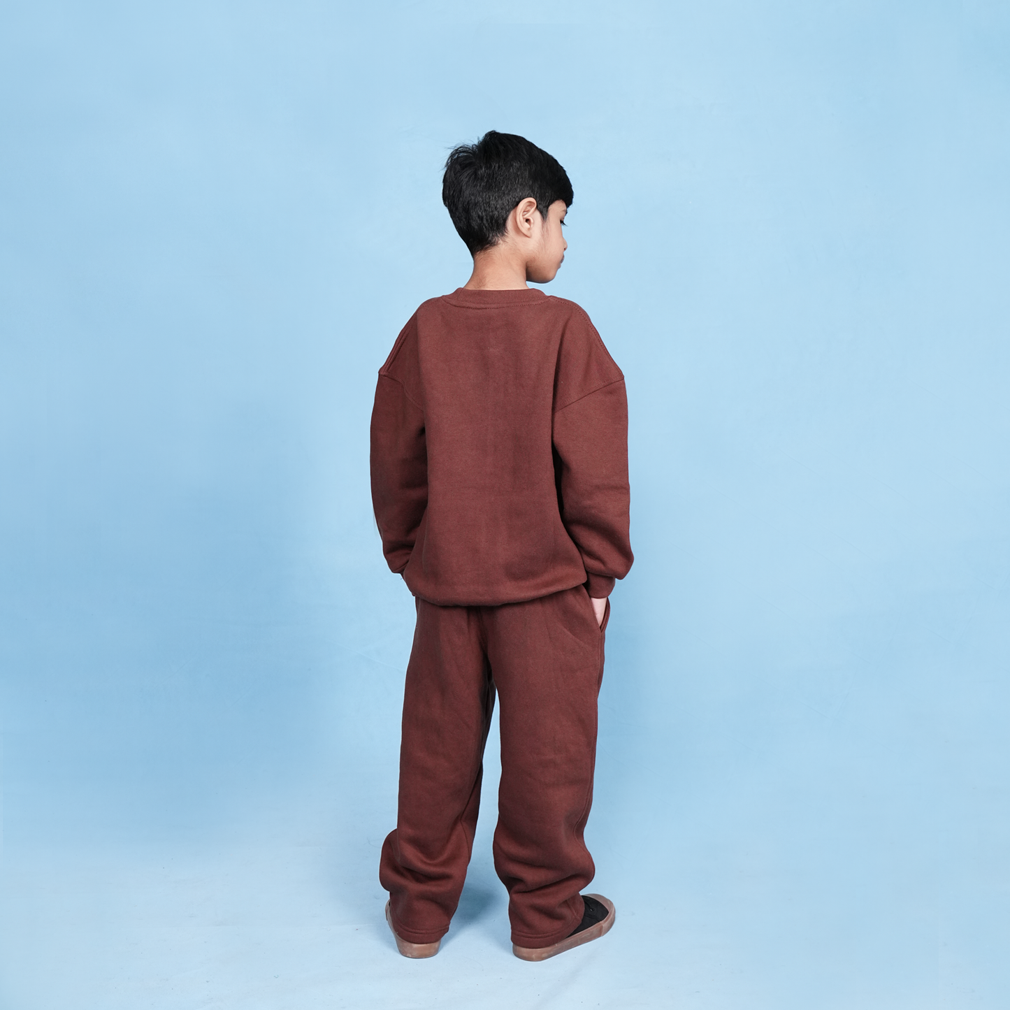 Brown Unisex Fleece Sweatshirt & Trouser Set