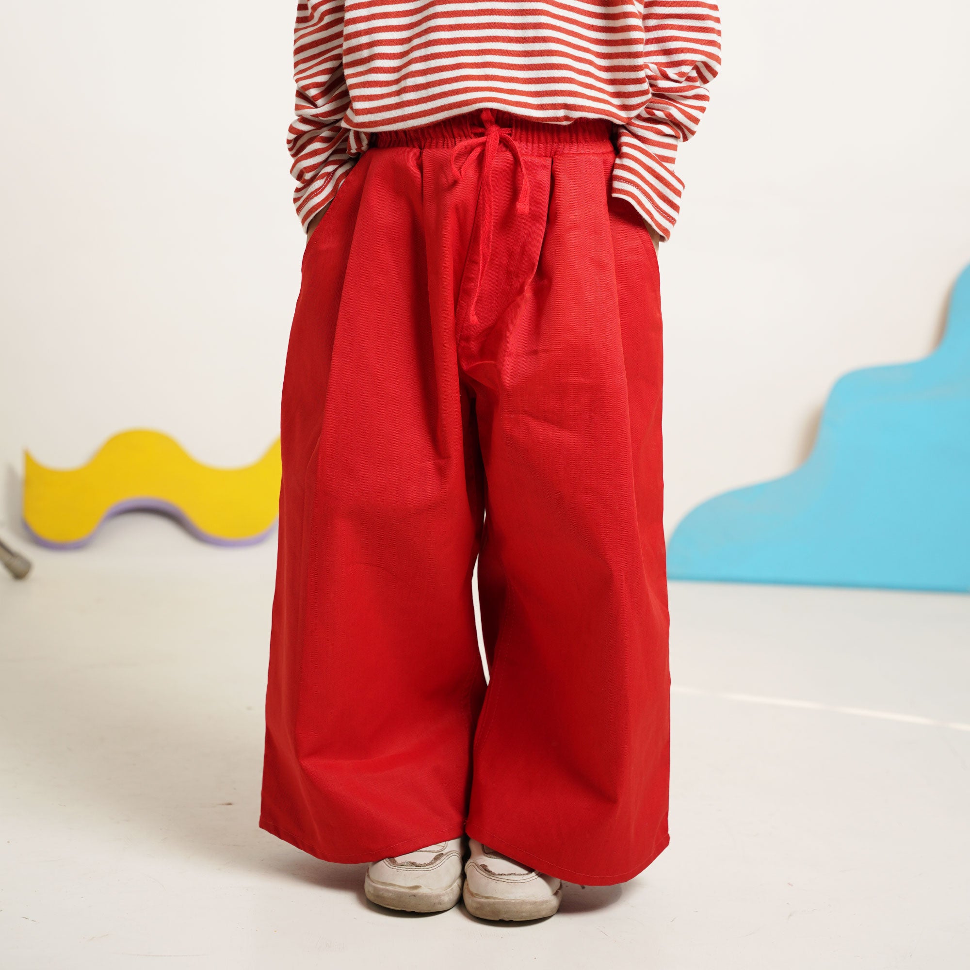 Burgundy Striped Co-Ord Set – Polo Shirt & Wide-Leg Trouser