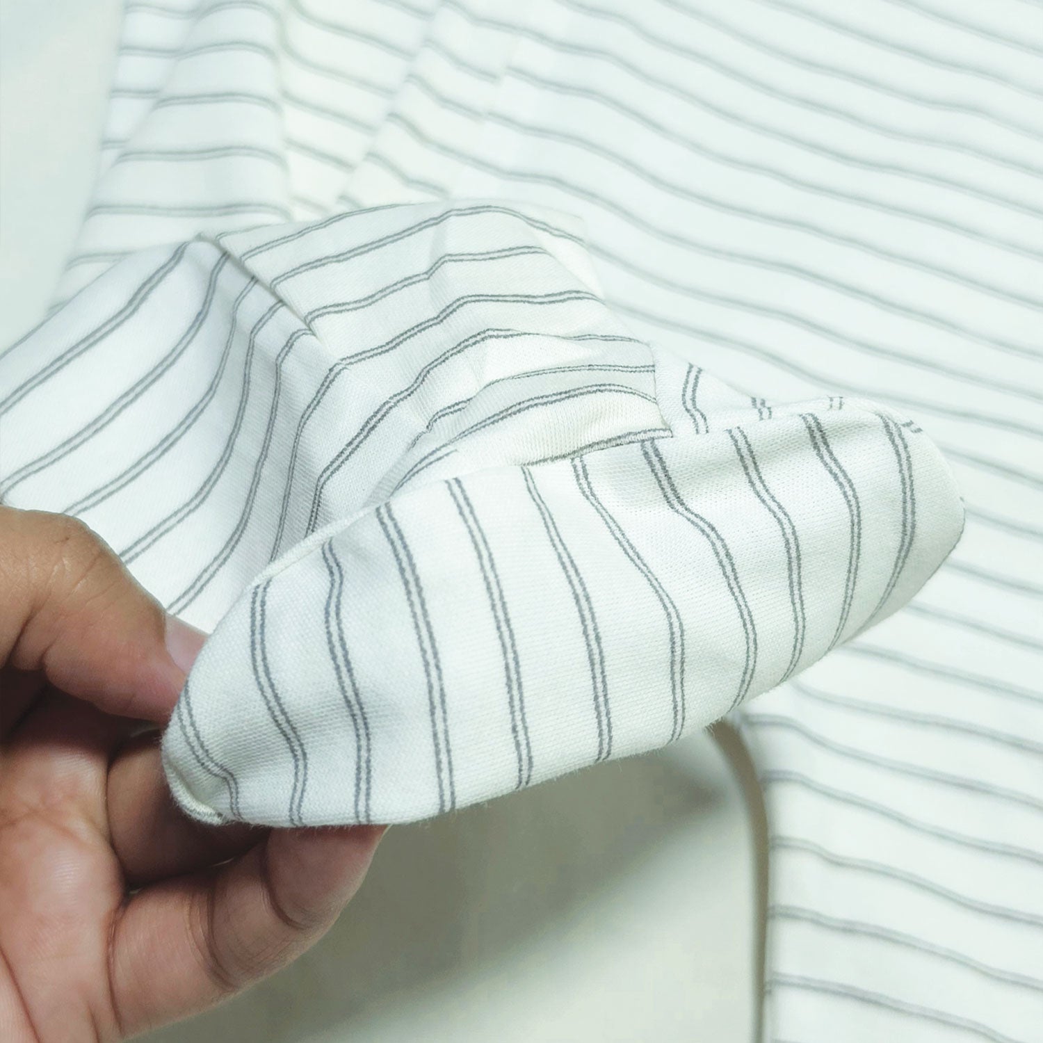 Soft Cotton Baby Footie , Cap Set — Gray Strip