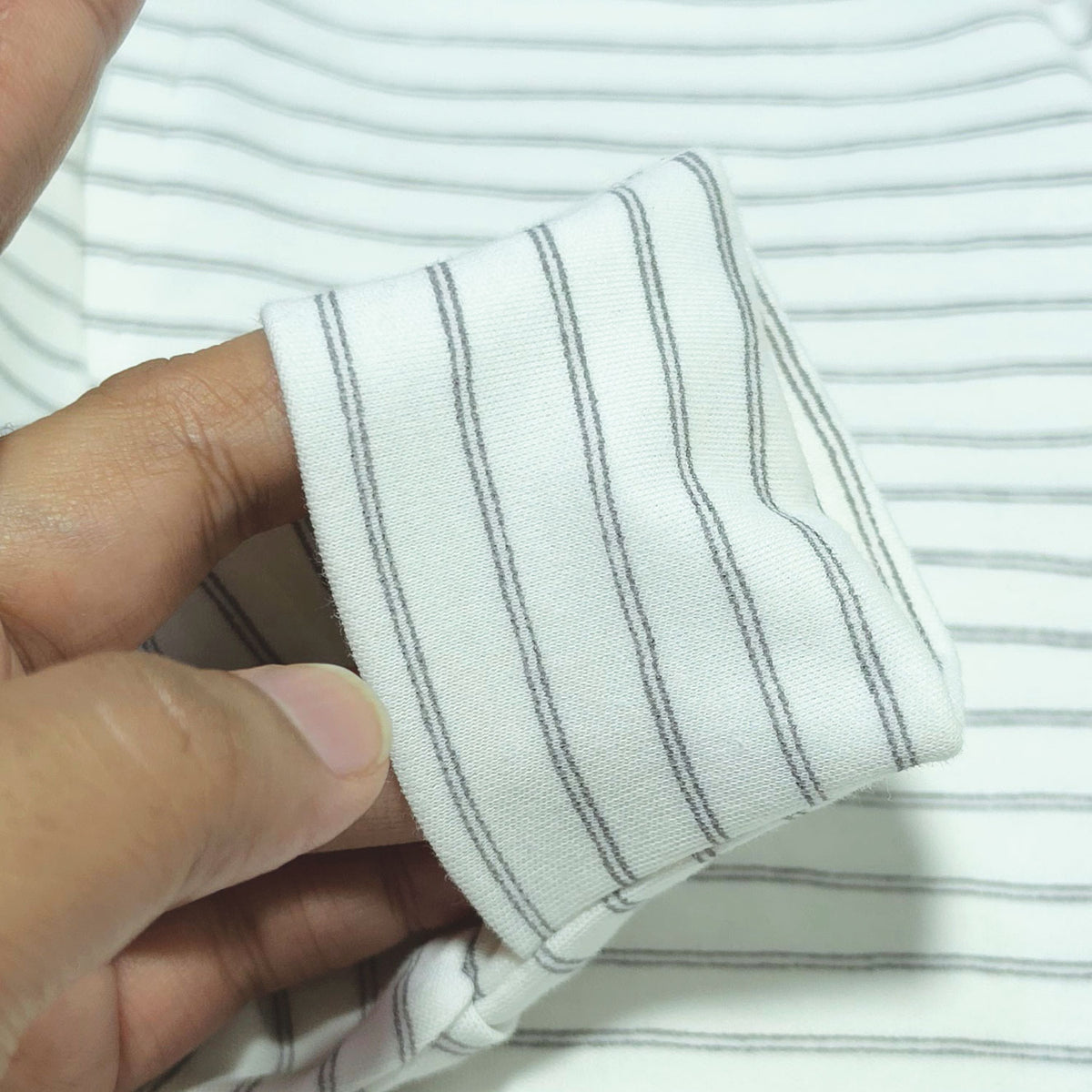 Soft Cotton Baby Footie , Cap Set — Gray Strip