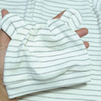 Soft Cotton Baby Footie , Cap Set — Gray Strip