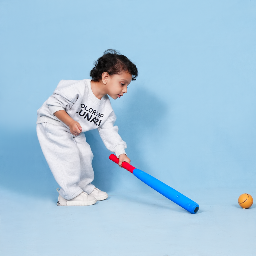 Gray Unisex Fleece Sweatshirt & Trouser Set