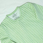 Soft Cotton Baby Footie , Cap Set — Green Strip