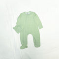 Soft Cotton Baby Footie , Cap Set — Green Strip