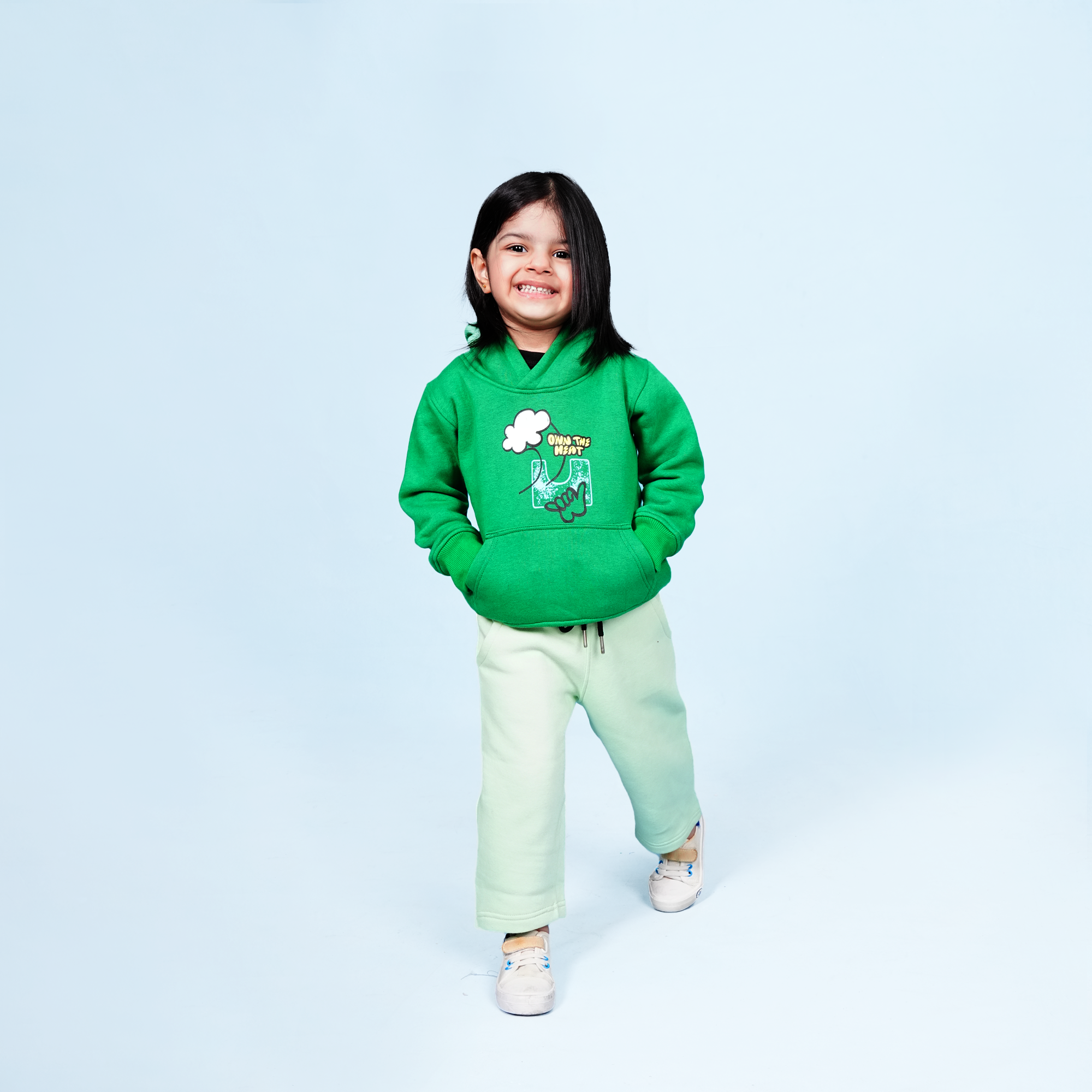Own The Heart Green Hoodie Fleece Set