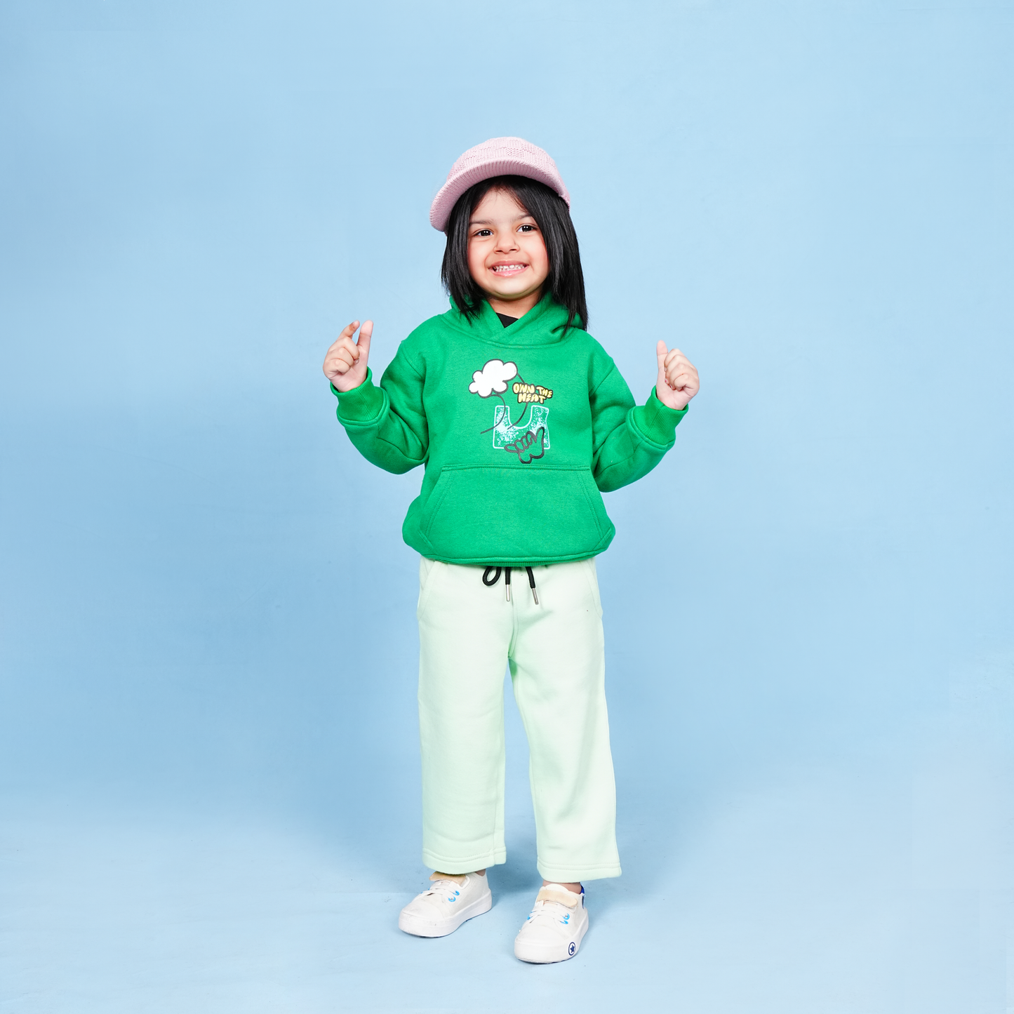 Own The Heart Green Hoodie Fleece Set