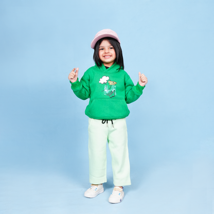 Own The Heart Green Hoodie Fleece Set