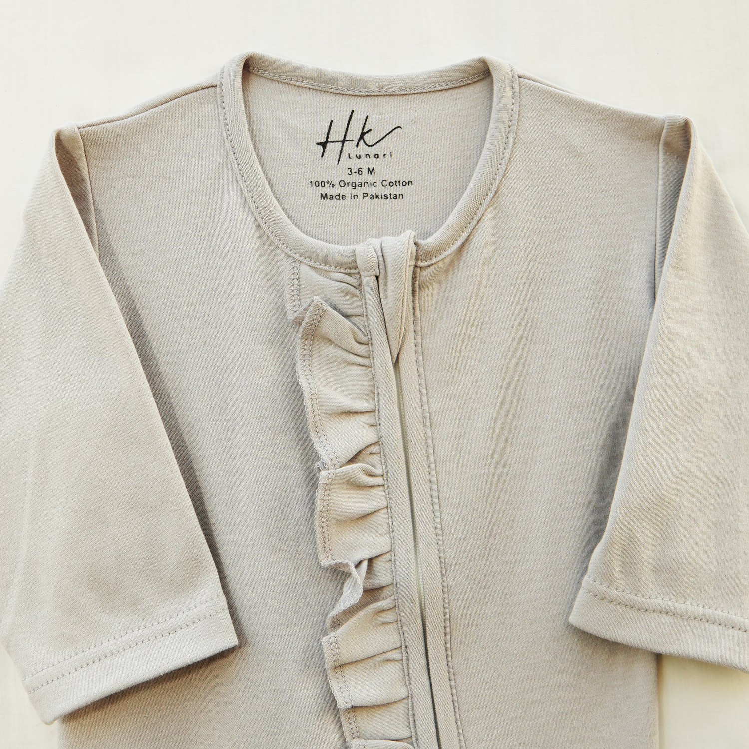 Gray Baby Girl Cotton  – Zipper Sleepsuit