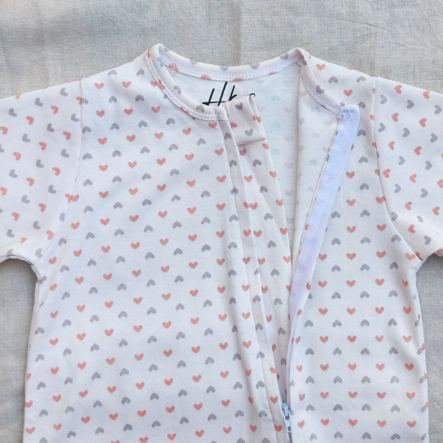 Heart Cotton Zip Half Romper
