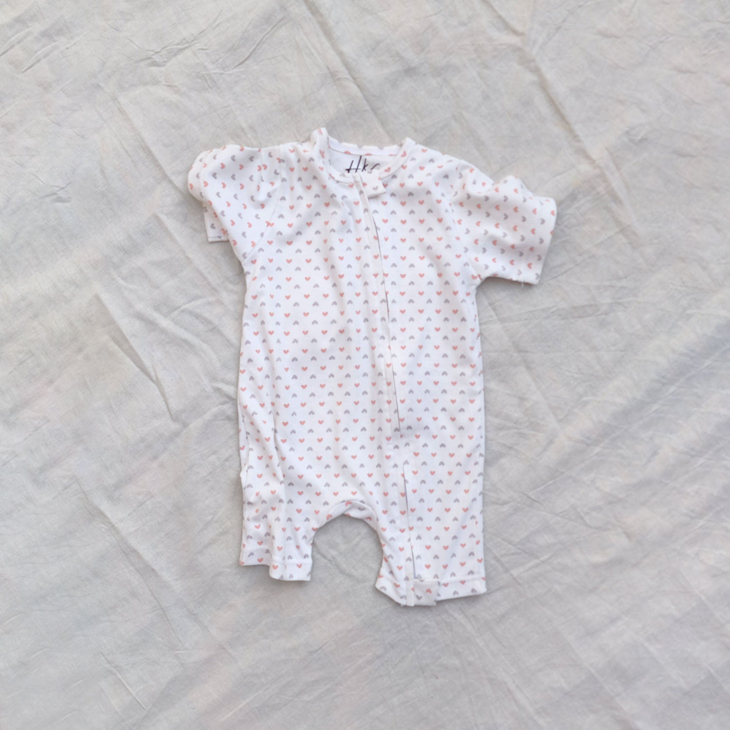 Heart Cotton Zip Half Romper