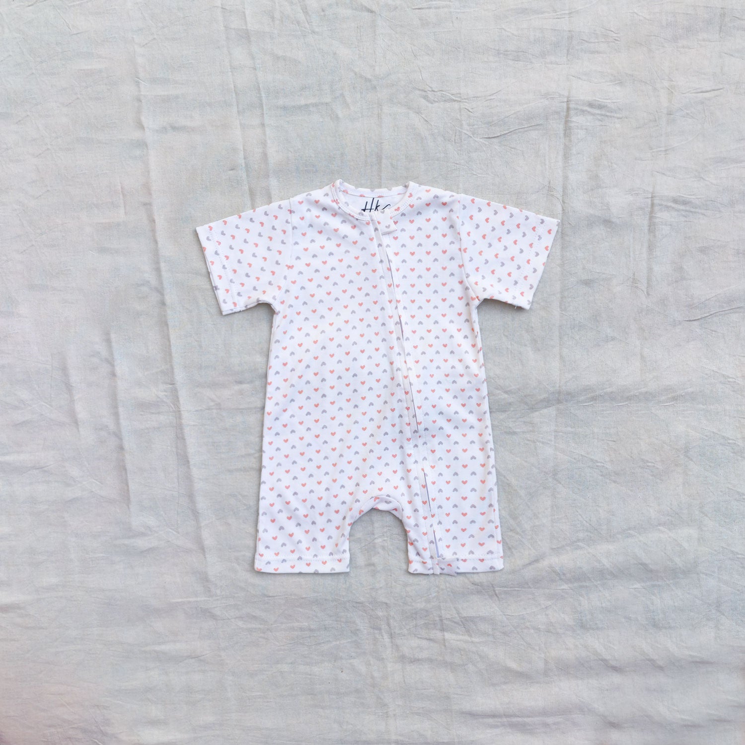 Heart Cotton Zip Half Romper