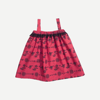 Blush pink sleeveless cotton top for girls with tribal black print