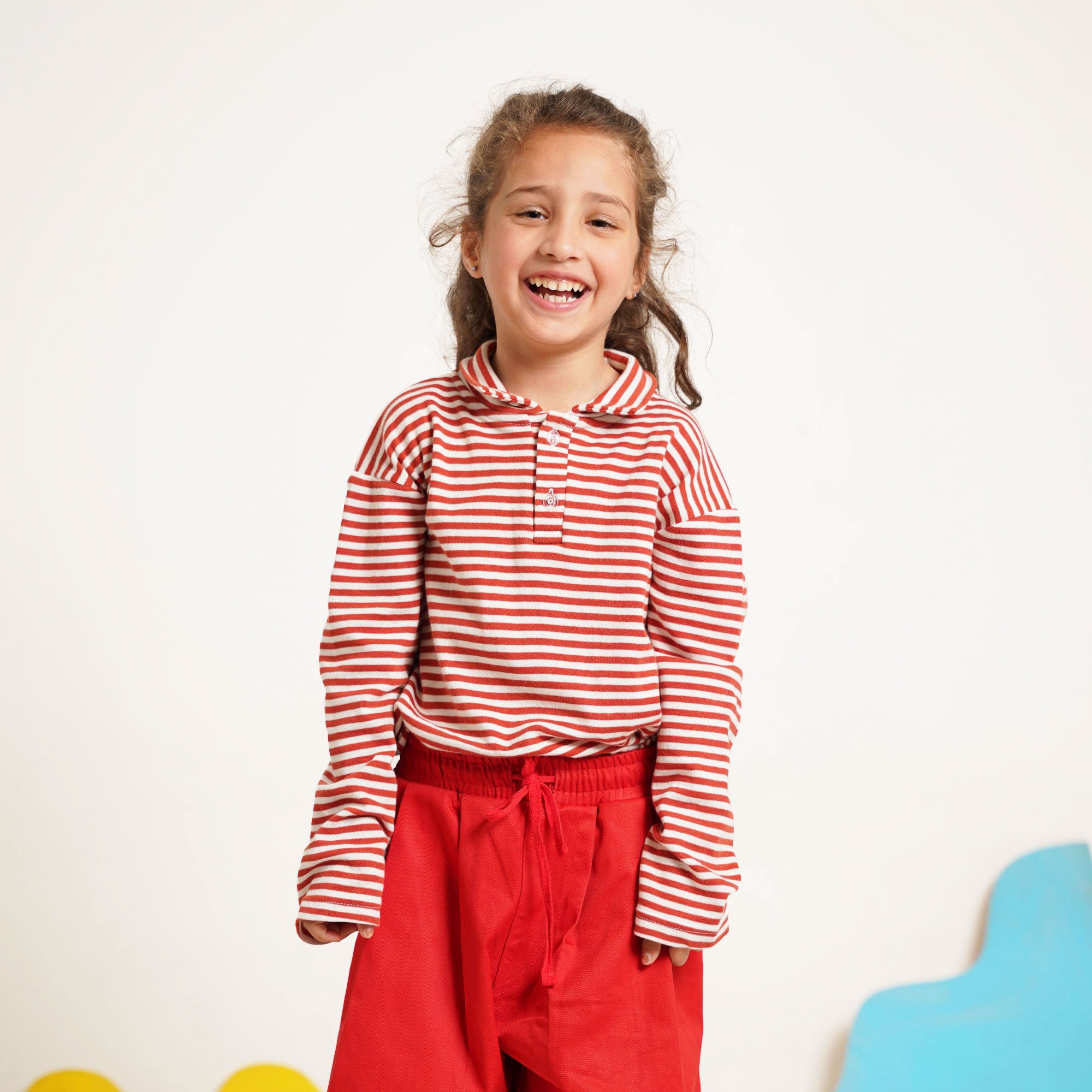 Burgundy Striped Co-Ord Set – Polo Shirt & Wide-Leg Trouser