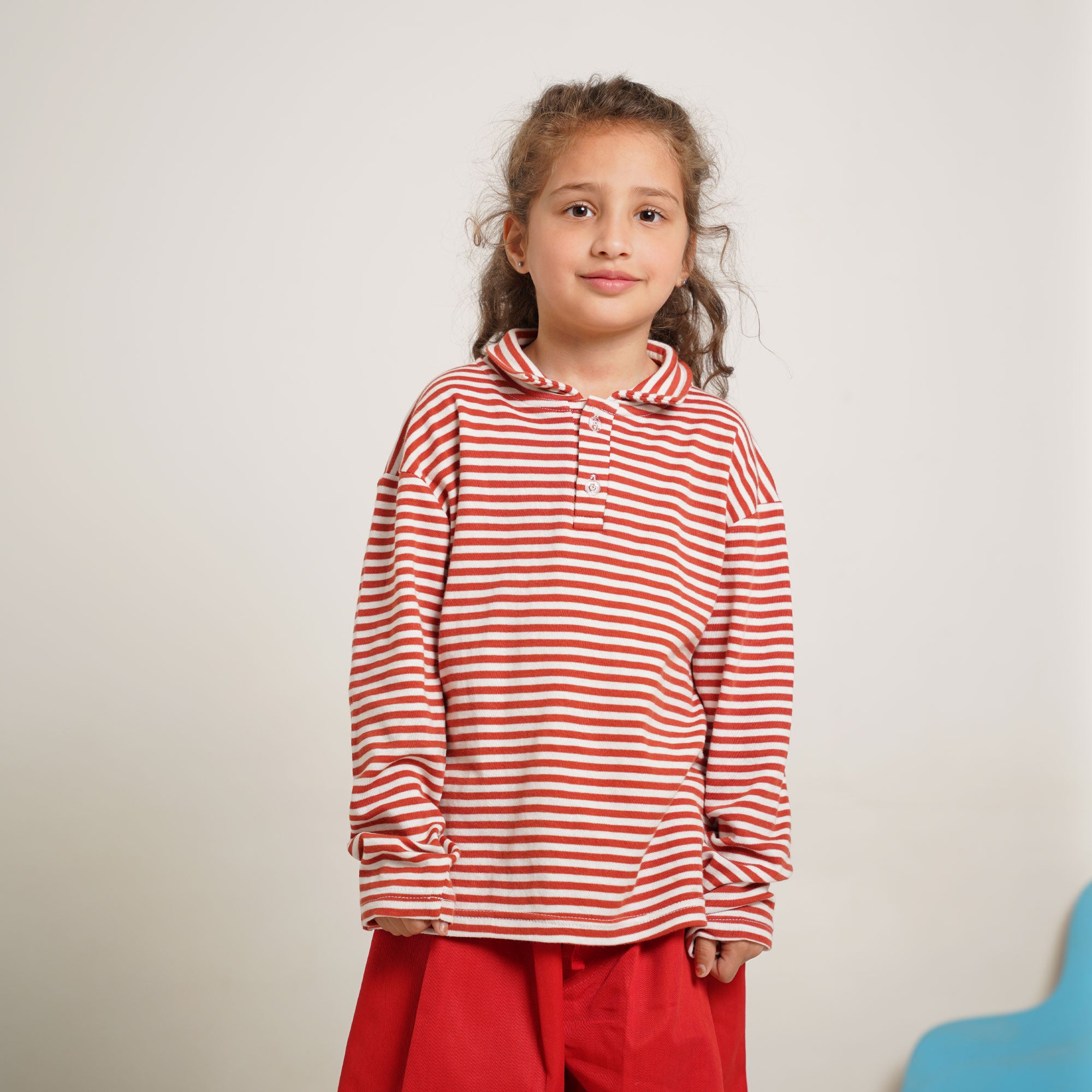 Burgundy Striped Co-Ord Set – Polo Shirt & Wide-Leg Trouser