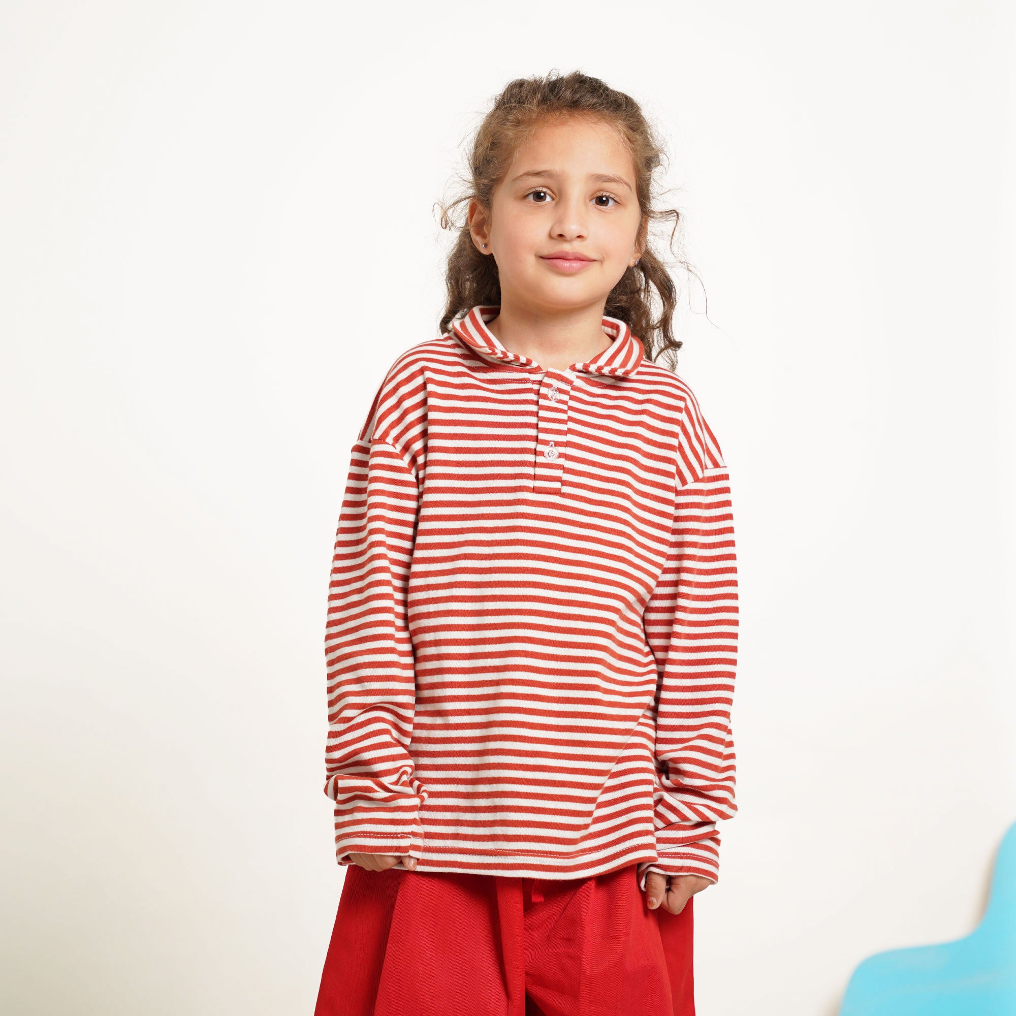 Burgundy Striped Co-Ord Set – Polo Shirt & Wide-Leg Trouser