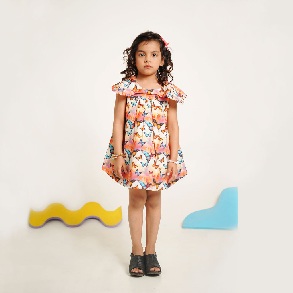 Butterfly Print Flared Top