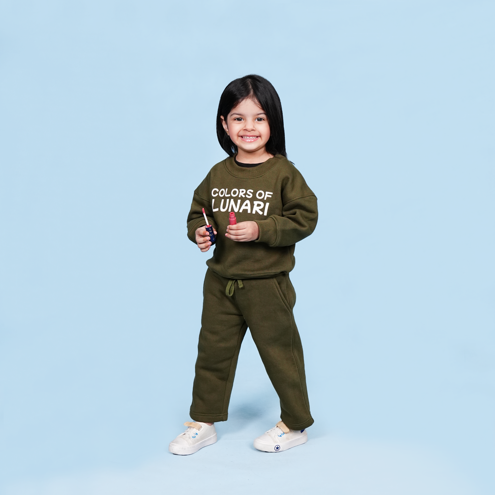Olive Green Unisex Fleece Sweatshirt & Trouser Set