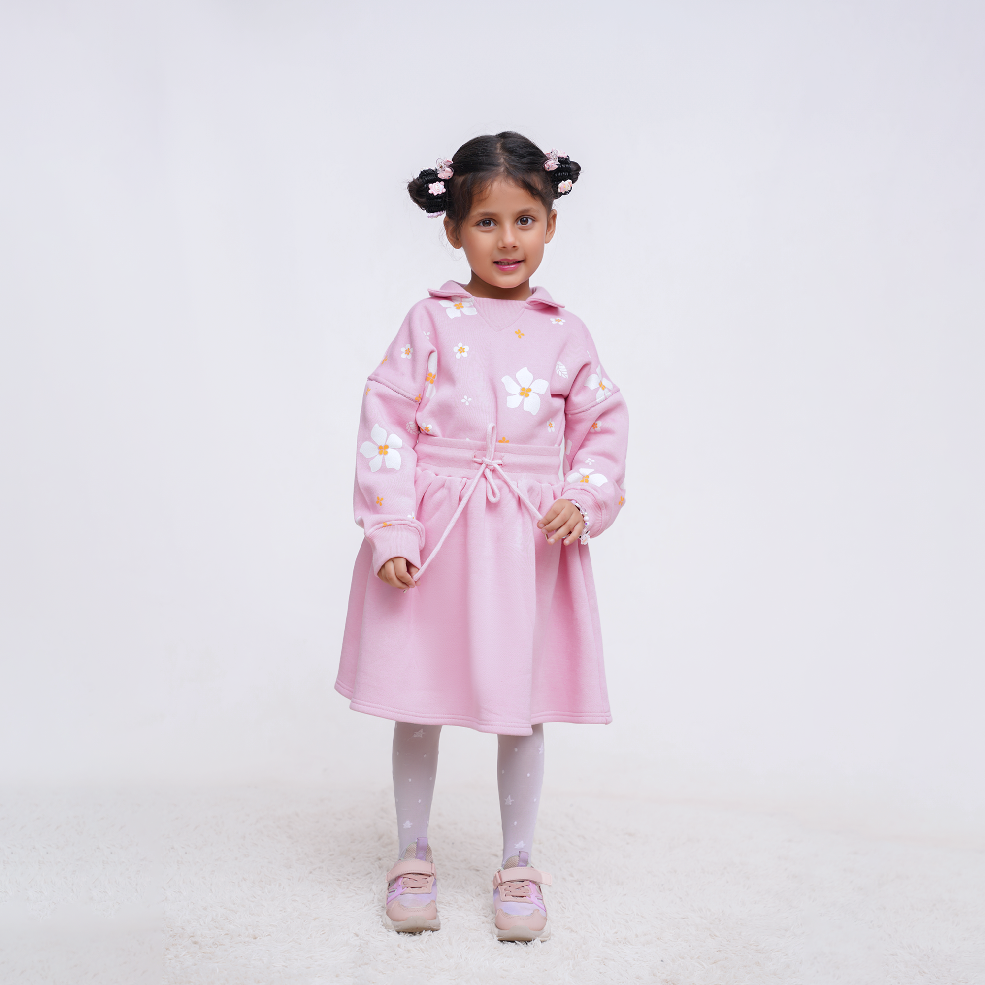 Soft Pink Floral Sweatshirt & Skirt Set