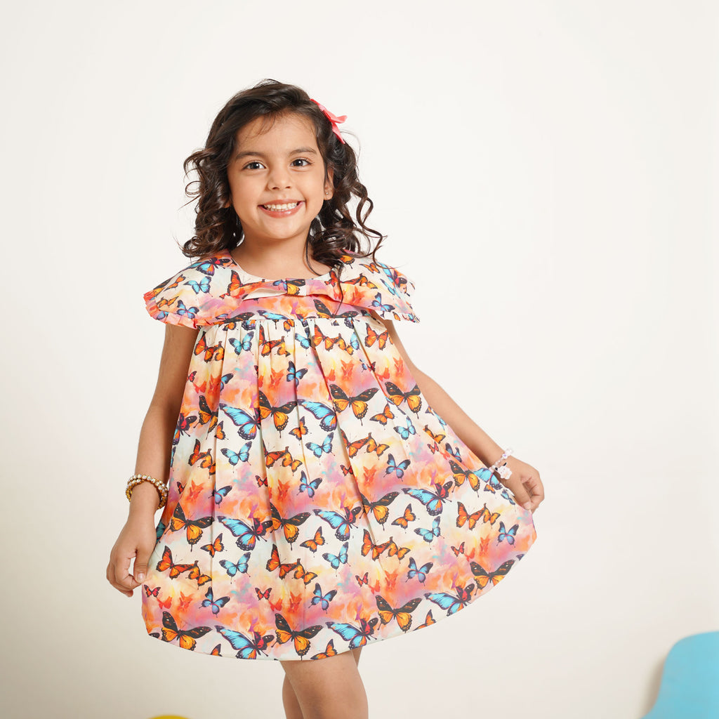 Butterfly Print Flared Top