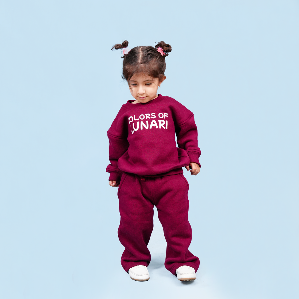 Maroon Unisex Fleece Sweatshirt & Trouser Set