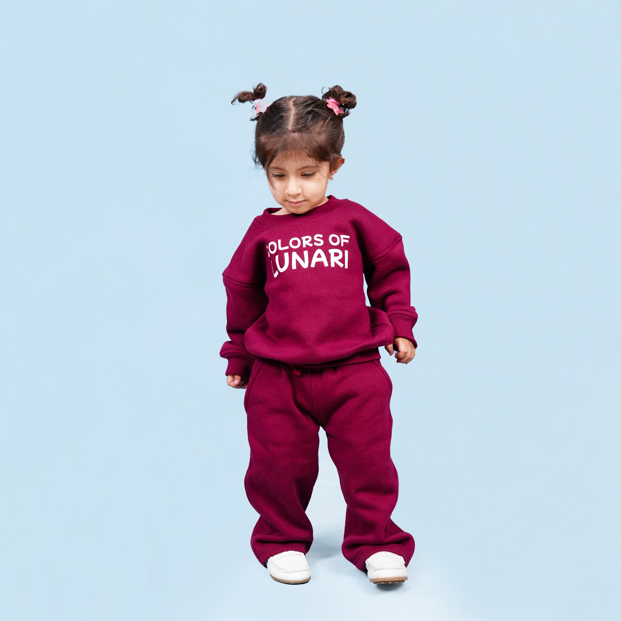 Maroon Unisex Fleece Sweatshirt & Trouser Set