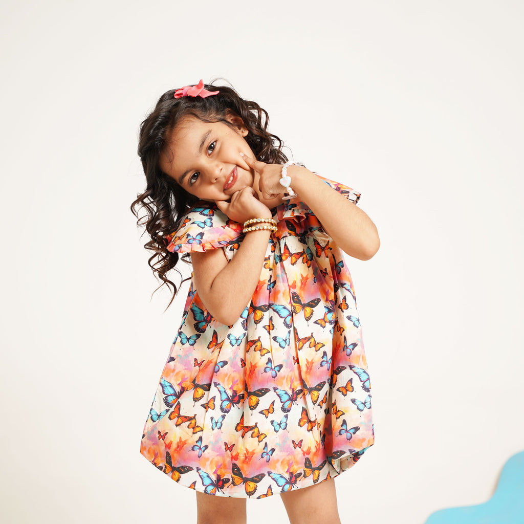 Butterfly Print Flared Top