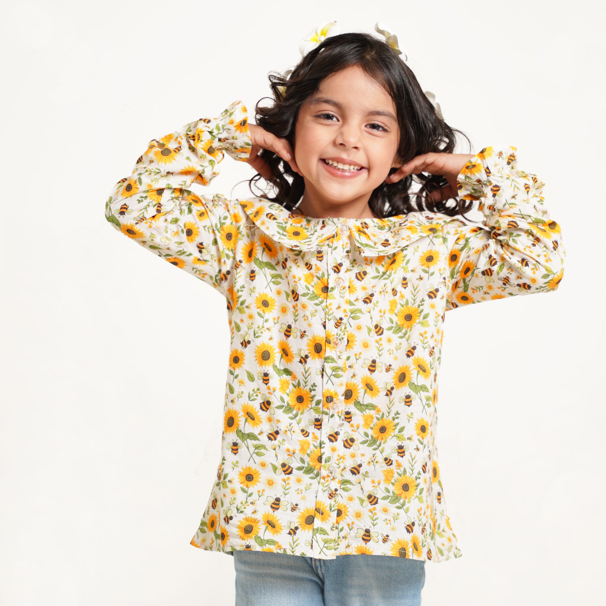 Sunflower Bloom Printed Top for Girls