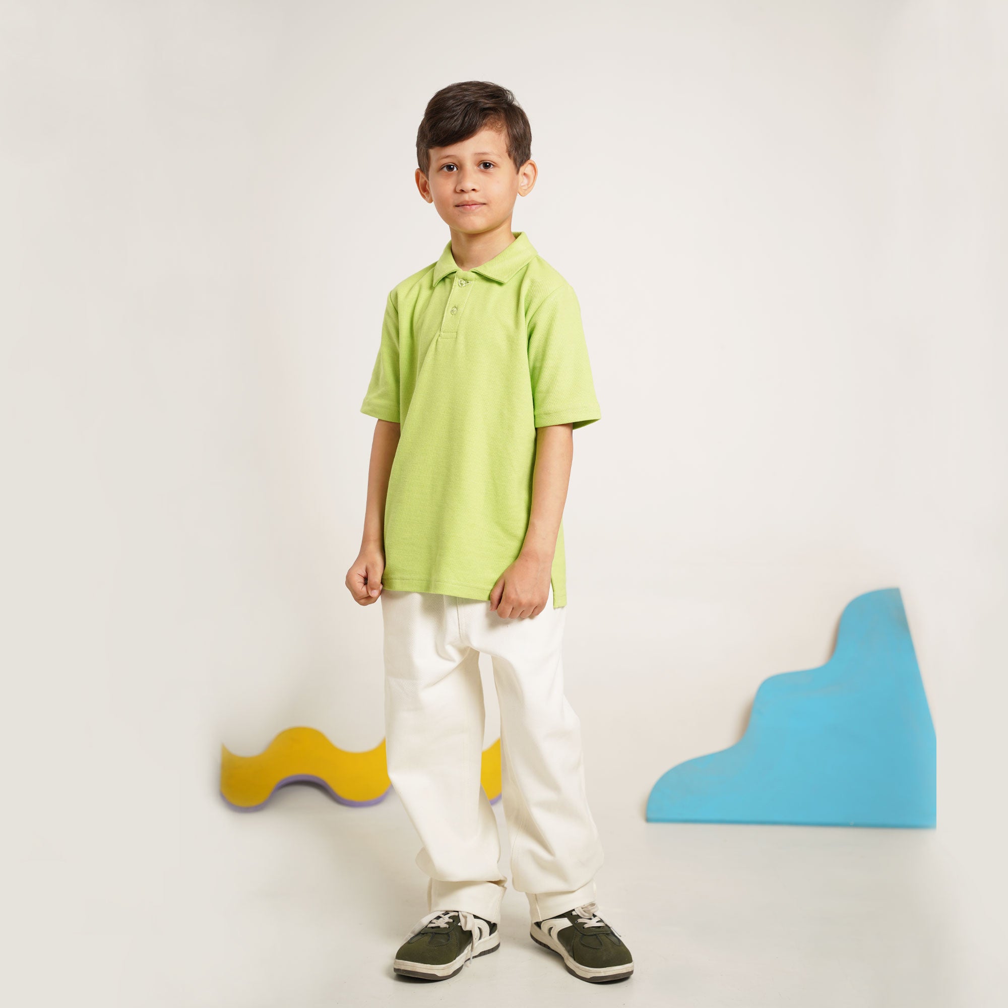 Neon Green Cotton Polo Shirt