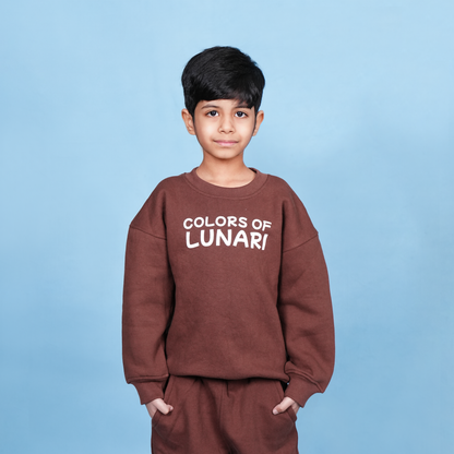Brown Unisex Fleece Sweatshirt & Trouser Set