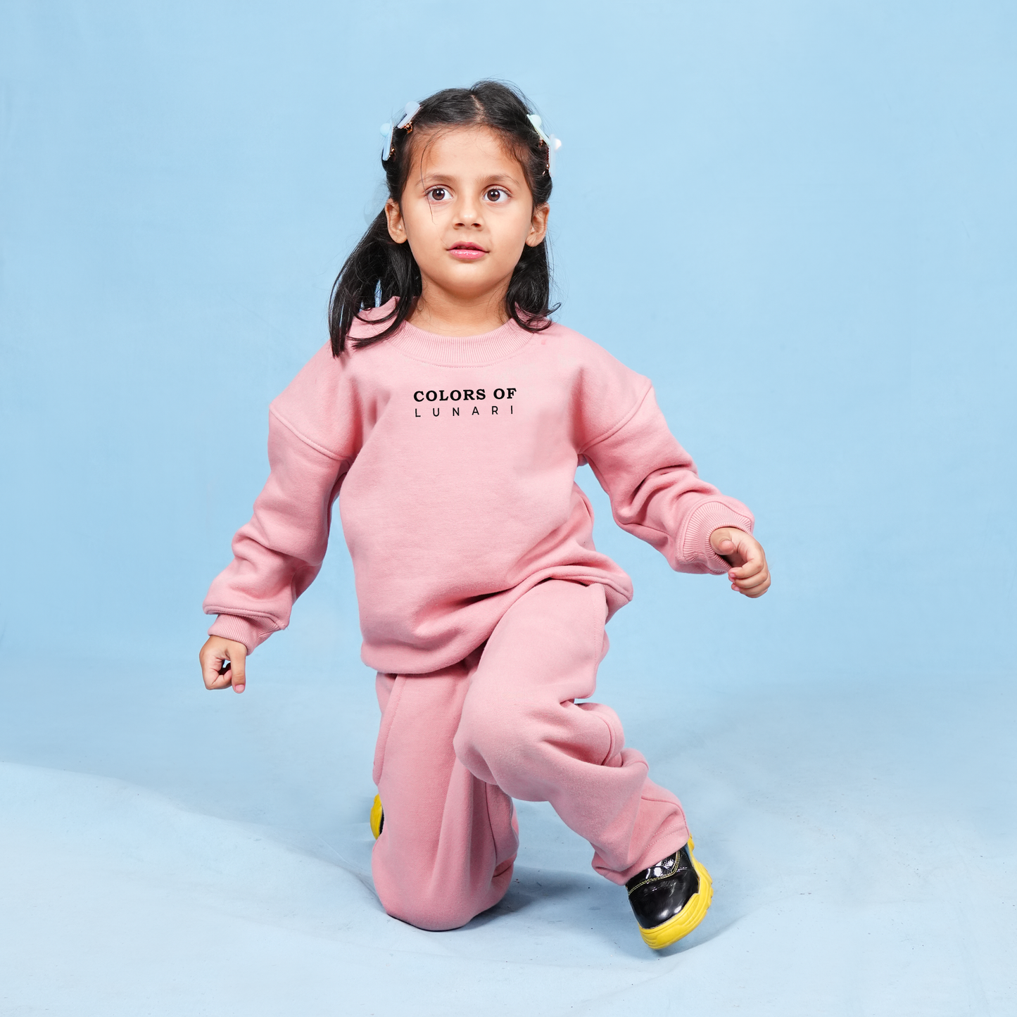 Tea Pink Unisex Fleece Sweatshirt & Trouser Set