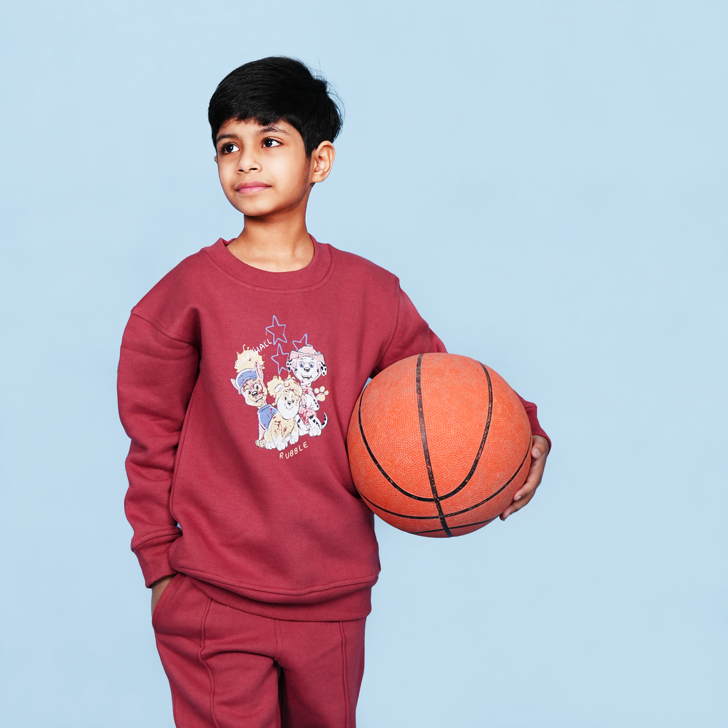 Burgundy Pups Fleece Sweatshirt Jogger Set