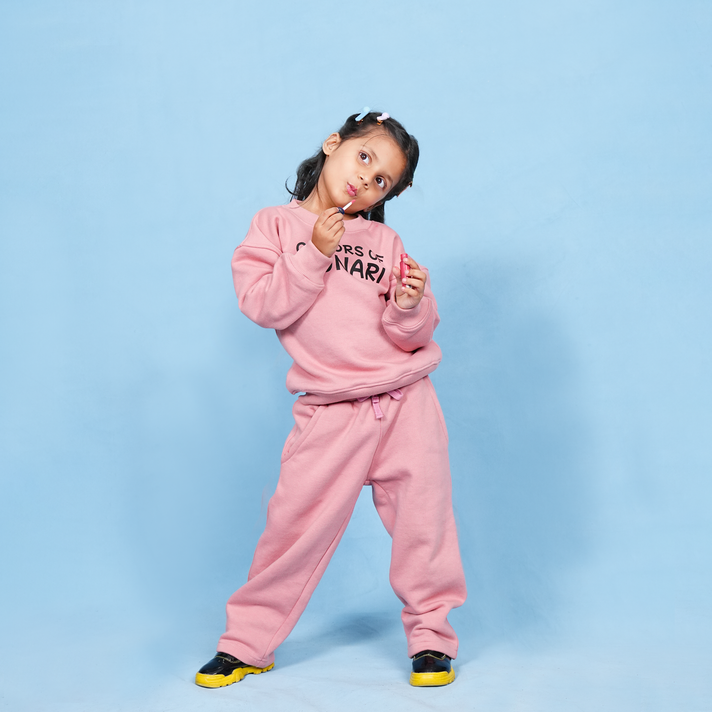 Tea Pink Unisex Fleece Sweatshirt & Trouser Set